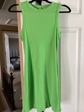 SKIMS Neon Green Ribbed Sleeveless Mini Dress